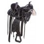 Western Pleasure Trail Riding Black Leather Tooled Horse Saddle Tack Set