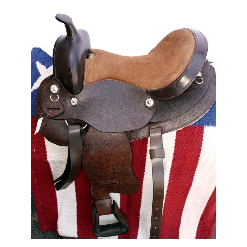 15 Brown Western Trail Saddle W Padded Seat