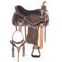 Classic Western Antique Leather Hand Tooled Pleasure Trail Horse Saddle Tack Set