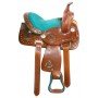 Turquoise Youth Kids Seat Western Horse Saddle 12 13