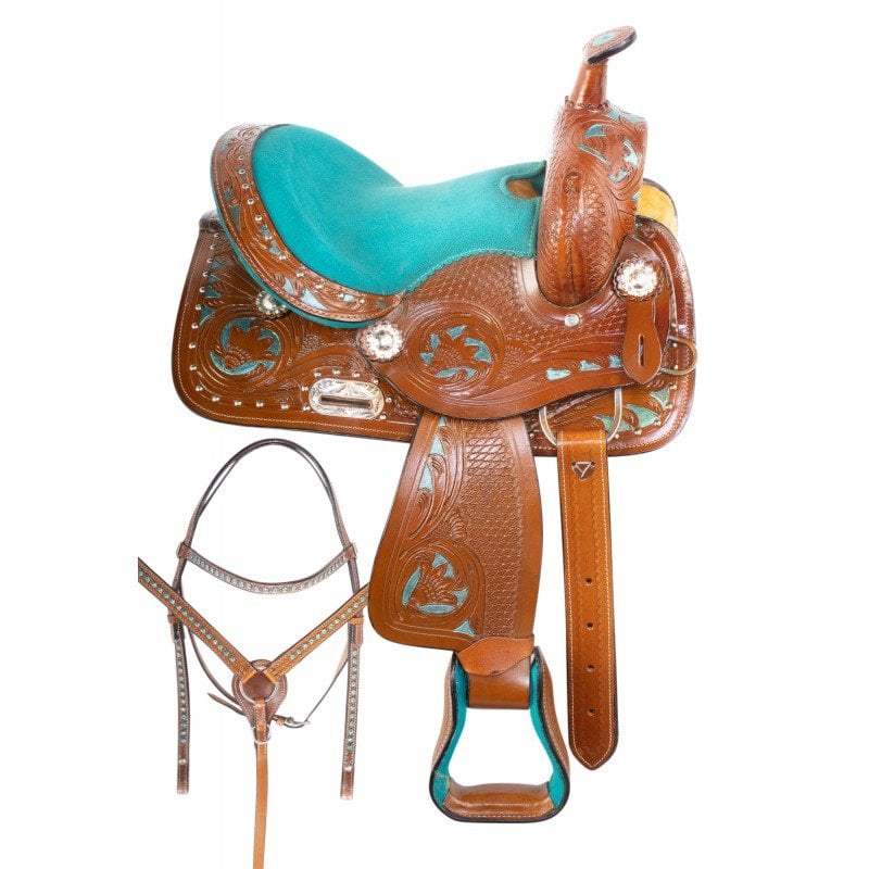 Manaal Enterprises Youth Child Wade Tree A Fork Premium Western Leather Roping Ranch Work Pony Miniature Horse Saddle Size 10 to 13 Inches Seat
