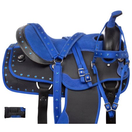 Royal Blue Trail Synthetic Western Horse Saddle Tack Set