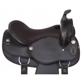 111003 Contoured Black Gaited Western Synthetic Pleasure Trail Horse Saddle Tack Set