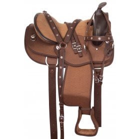 111004 Brown Gaited Western Cordura Light Weight Trail Horse Saddle Tack Set
