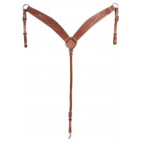 111016 Beautiful Hand Carved Chestnut Western Leather Horse Tack Set Headstall Reins Breast Collar