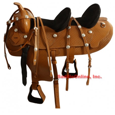 Golden Tan Double Seat Western Trail Saddle