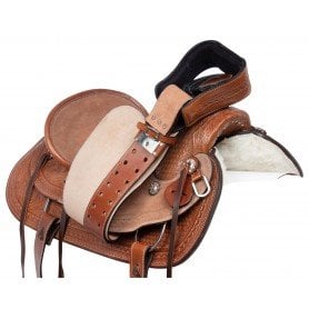 111014 Heavy Duty Western Roping Wade Tree Ranch Working Leather Tooled Horse Saddle Tack 16 17