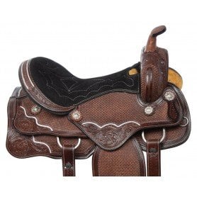 111023 Antique Show Barrel Western Pleasure Trail Leather Horse Saddle Tack 16"