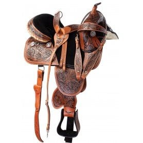 111011 Antique Oil Hand Tooled Western Treeless Extra Wide Horse Saddle Tack