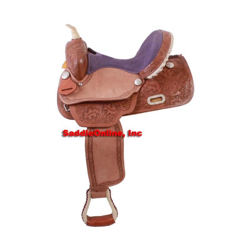 14 Purple Seat Hand Carved Western Natural Horse Saddle