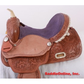 14 Purple Seat Hand Carved Western Natural Horse Saddle