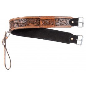 BC040 Antique Western Back Cinch Fern Tooled Leather Premium Horse Saddle Flank Strap