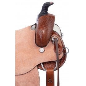 111035 Hard Seat Western Team Roping Ranch Leather Tooled Horse Saddle Tack Set