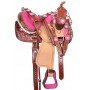 Premium Pink Show Western Barrel Racing Trail Leather Horse Saddle Tack Package 12 13 14