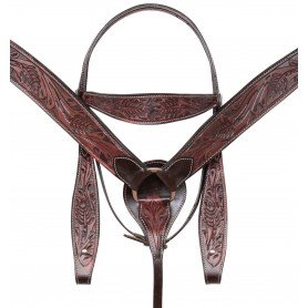 TS057 Antique Oil Western Leather Tack Set Headstall Reins Breast Collar