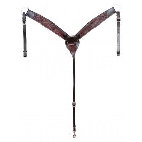 TS057 Antique Oil Western Leather Tack Set Headstall Reins Breast Collar
