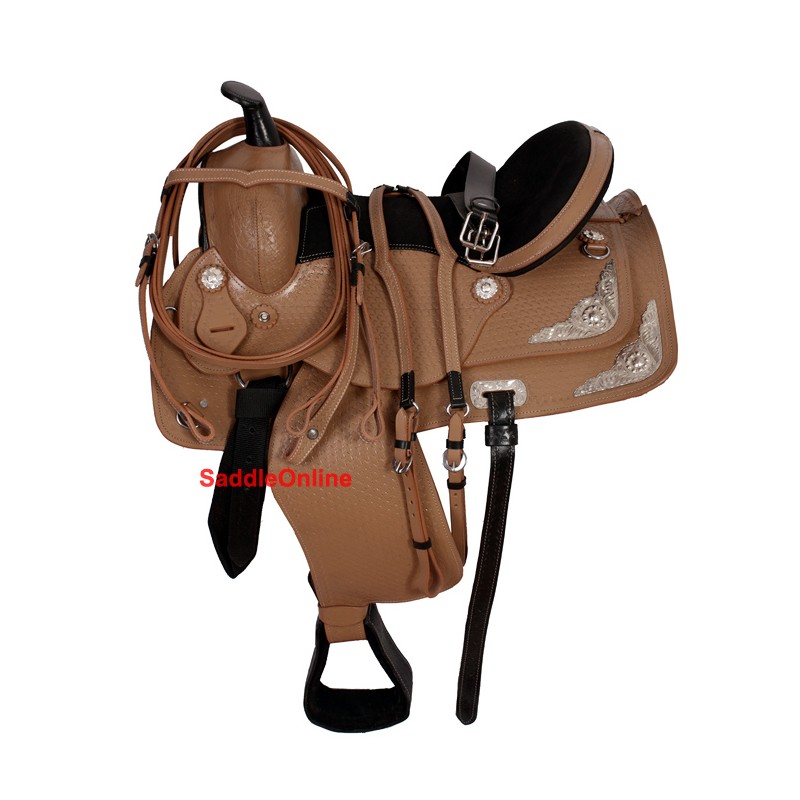 Light Brown Show Saddle With Silver & Tack 15-17