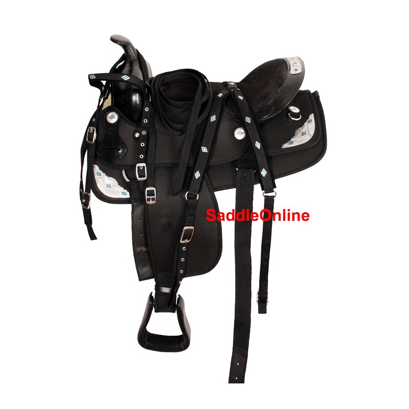 17 Black Light Weight Synthetic Saddle W Tack & Pad