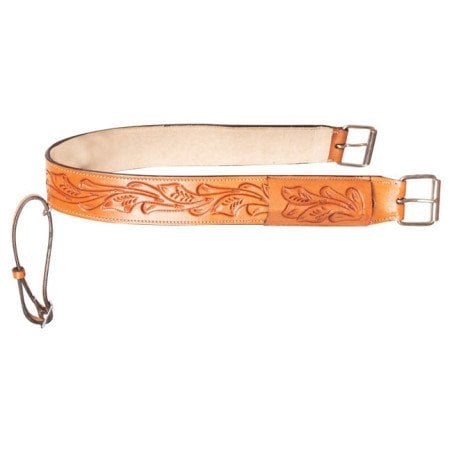 Tan Hand Tooled Western Leather Horse Saddle Back Cinch Rear Girth Buckle