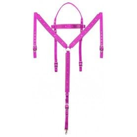 TS062 Pink Cowgirl Barrel Racing Western Horse Tack Set Crystal Show Synthetic Nylon