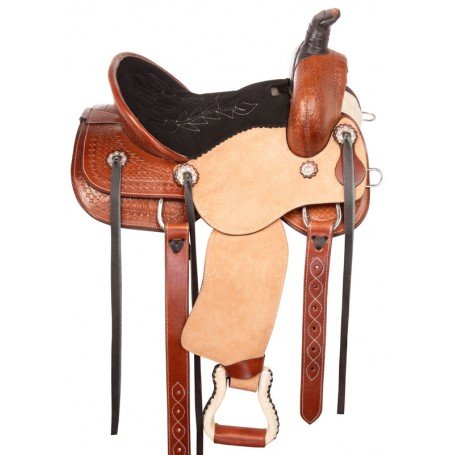 ROPING ROPER REAR CINCH WESTERN HORSE SADDLE TOOLED LEATHER BACK GIRTH TACK 