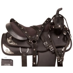 Synthetic Black Texas Star Show Horse Saddle Tack 16 17