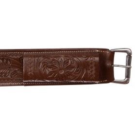 BC047 Brown Western Leather Tooled Horse Saddle Back Cinch Bucking Strap Buckle