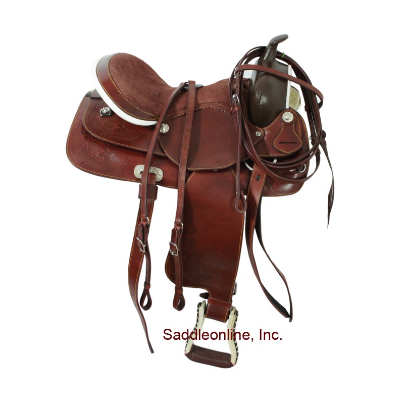 16 Mahogany Western Pleasure Trail Saddle W Rough Out Seat