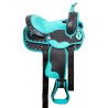 Turquoise Pony Crystal Western Synthetic Youth Kids Saddle Tack Set