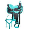 Turquoise Pony Crystal Western Synthetic Youth Kids Saddle Tack Set 10