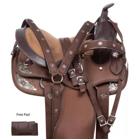 Brown Silver Show Trail Youth Kids Western Horse Saddle Set 12 13
