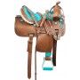 Premium Western Barrel Racing Crystal Show Trail Leather Tooled Horse Saddle Tack Set