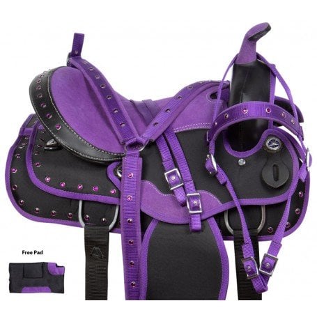 Details about   Synthetic Western Horse Saddle Barrel Racing Tack Purple Size 14"-18"