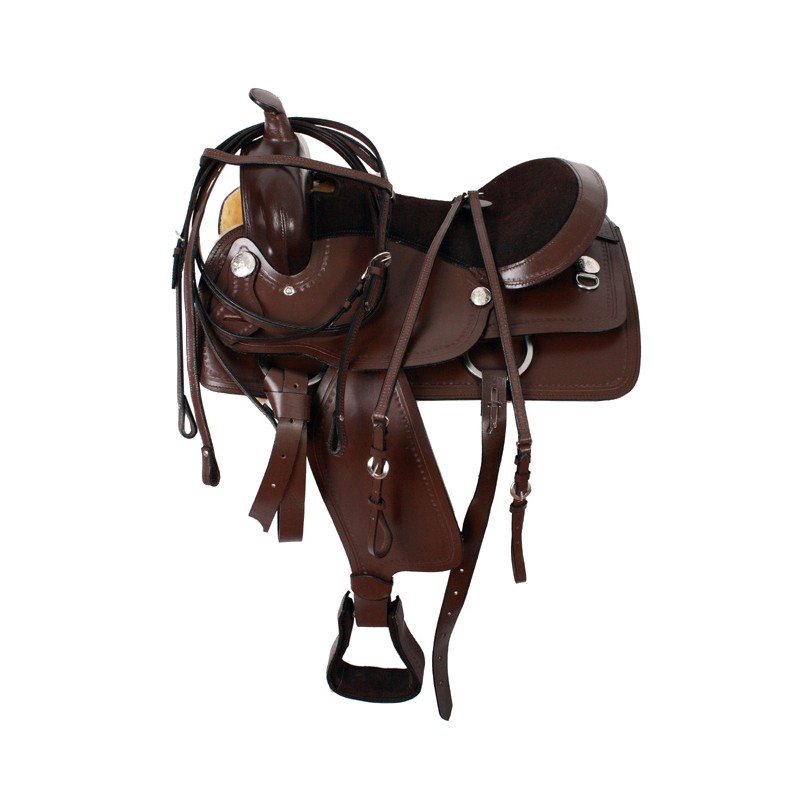 Unique Used Brown Trail Saddle & Head Stall Set 15-16