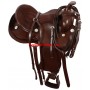 Brown Tooled Western Deep Padded Seat Trail Saddle Tack