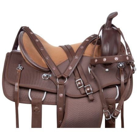 Brown Western Trail Gaited Riding Comfy Synthetic Horse Saddle Tack Set