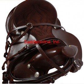 Brown Tooled Western Deep Padded Seat Trail Saddle Tack