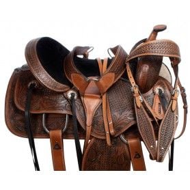 AceRugs Western Pleasure Trail Classic Leather Horse Saddle Tack Set 16 17 18