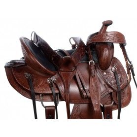 USED TRAIL SADDLE 16 15 PLEASURE HORSE WESTERN FLORAL TOOLED LEATHER PACKAGE 