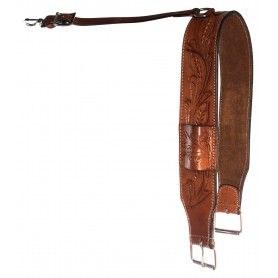 BC056 Back Cinch Western Horse Saddle Leather Bucking Strap Brown