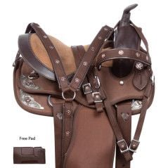 Brown Silver Pony Western Synthetic Youth Kids Saddle Tack Set 10