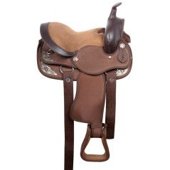 10905 Brown Silver Pony Western Synthetic Youth Kids Saddle Tack Set 10