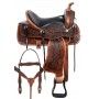 Western Antique Oil Pleasure Trail Smooth Seat Leather Horse Saddle Tack Set 15