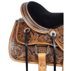 111046N Antique Leather Tooled Western Pleasure Trail Ranch Classic Horse Saddle Tack Set