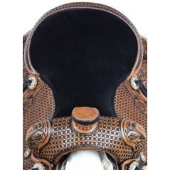 111046N Antique Leather Tooled Western Pleasure Trail Ranch Classic Horse Saddle Tack Set