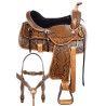 Antique Leather Tooled Western Pleasure Trail Ranch Classic Horse Saddle Tack Set