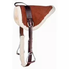 Brown Leather Bareback Treeless Pad With Stirrups Saddle 9832