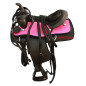 Pink Black Western Synthetic Saddle Headstall Reins 15 16