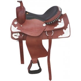 Brown Slick Leather Seat Show Tack Saddle 16