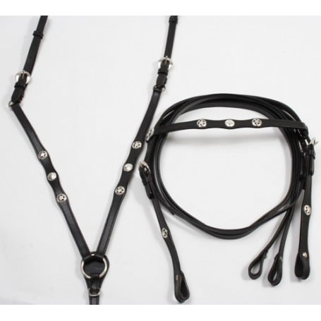 Black Texas Star Headstall Breast Collar Tack Package Set